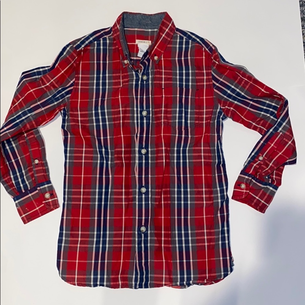 JCrew Boys Crew Cuts plaid button down dress shirt